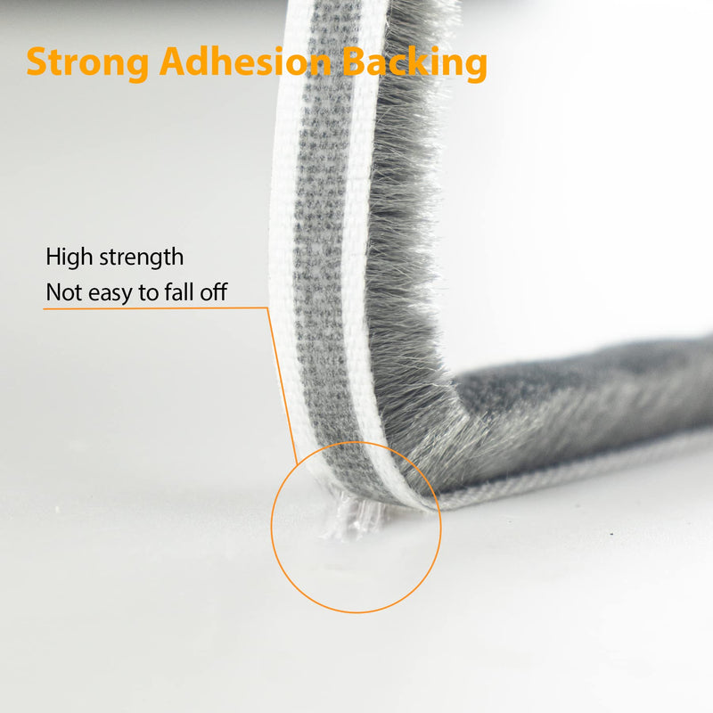 [Australia - AusPower] - 39.4FT Brush Weather Stripping, Neat Pile Self Adhesive Seal Strip for Windows and Door, Weatherstrip for Soundproofing, Windproof, Dustproof, Stronger Stickiness, 0.35'' Wide x 0.35'' Thick, Grey 39.4FT, 0.35'' Wide X 0.35'' Thick Gray 