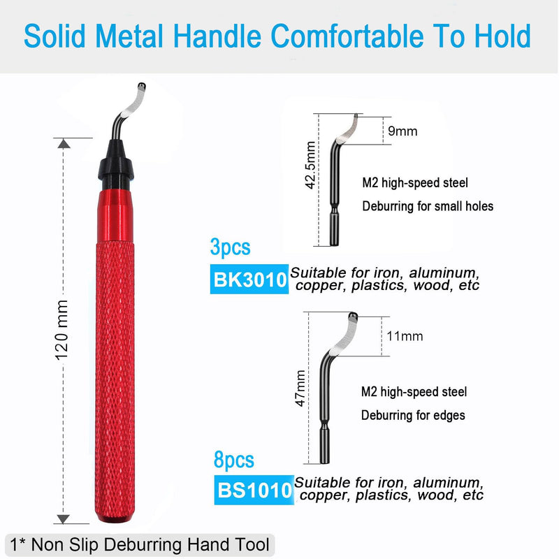 [Australia - AusPower] - Deburring Tool Set with 11 M2 HSS Burr Removal Replacement Blades (8pcs BS1010 for Edges and 3pcs BK3010 for Small Hole) for 3D Printed, Metal, Plastic, Wood, PVC Edges 11 PCS Mixed Blades 