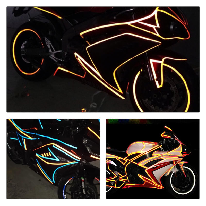 Self-Adhesive Reflective Tape - 5 Rolls Waterproof High Visibility Safety Strips for Cars, Bikes, Motorcycle, Mailbox, Helmet, Gear | 10mm x 8m, 5 Colors