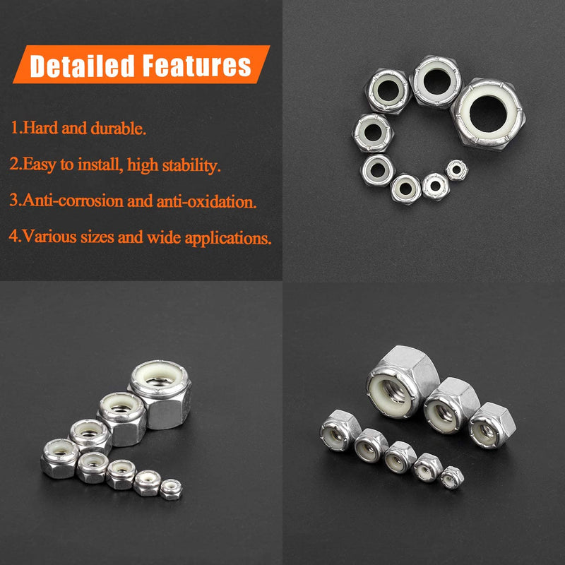 [Australia - AusPower] - 100 Pieces 1/4"-20 Nylon Insert Hex Lock Nuts, 304 Stainless Steel (18-8) Locknuts, Bright Finish, Coarse Thread 1/4"-20 (100 pcs) 