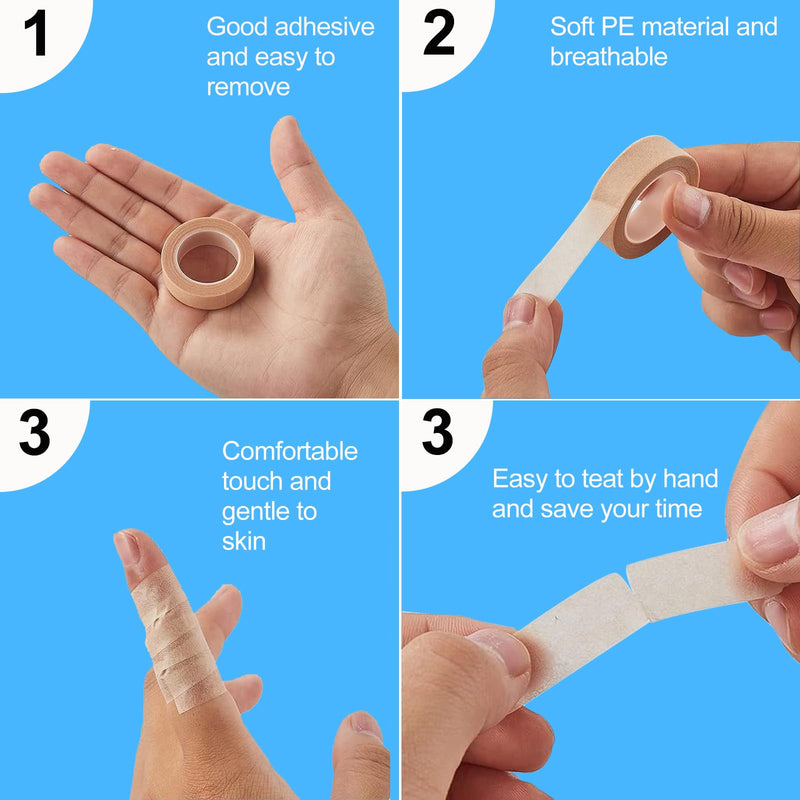 [Australia - AusPower] - 8 Rolls Micropore Tape, Paper tape medical, Nose Tape for Rhinoplasty Shaping, Flexible Surgical Bandages, Self Adhesive First Aid Bandages for Wound Injuries Swelling (0.5 in x 10 Yd) Beige 