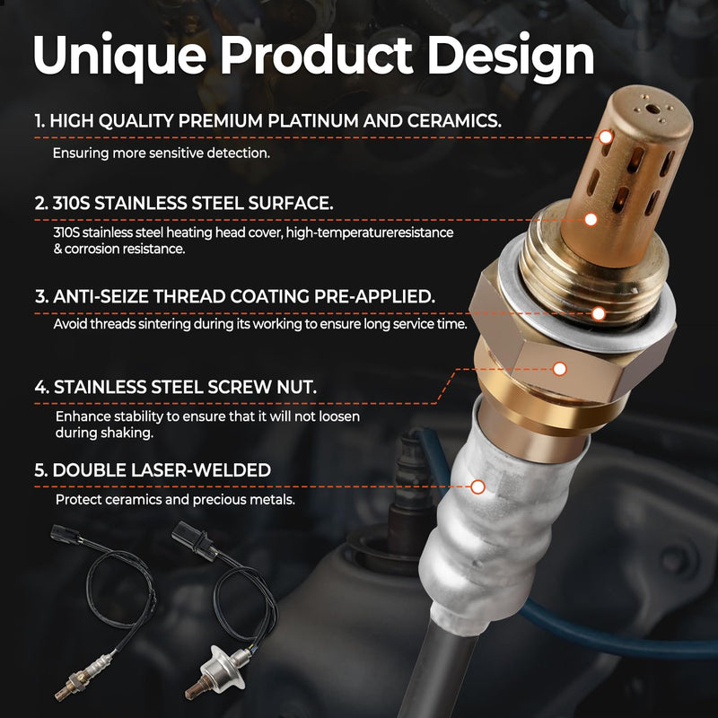 [Australia - AusPower] - 2 PCS Oxygen Sensor Upstream Downstream O2 Sensor Compatible with 2.0L 2.4L 2009-2015 Hyundai Santa Fe Tucson Sonata, Kia Forte Forte5 Optima Rondo Sorento Replace 234-5029 234-4238 
