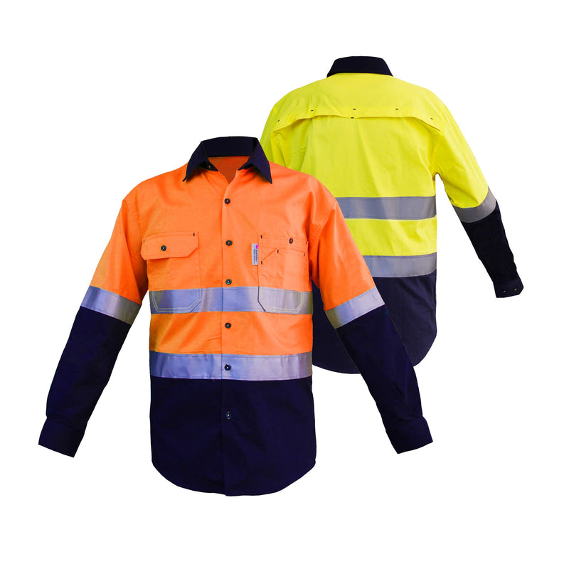 LANTERN FISH High Visibility Shirts with Reflective Tape Class 3 Construction Safety Work Shirts for Men Women XX-Large Orange/Navy