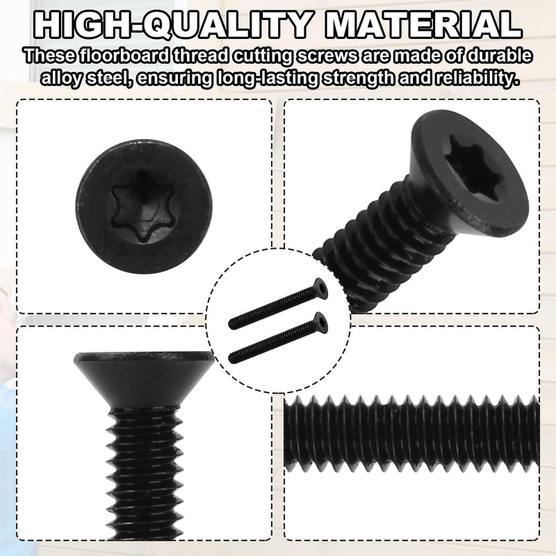 [Australia - AusPower] - 30pcs 1/4-20 x 2 1/4 Flat Head Floorboard Thread Cutting Screws, T-30 Drive, Type F, (Star - Six Lobe Drive), Black Phosphate Finish, Countersunk, Alloy Steel 