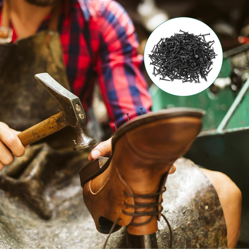 [Australia - AusPower] - 500PCS Shoe Nails 13mm Black Iron Nails Cement Nails Metal Tacks Non-Slip Horse Shoe Nails Carbon Steel Point Tip Wall Small Carpet Tacks Boot Studs for Shoes Boots Leather Heels Soles Repairs 