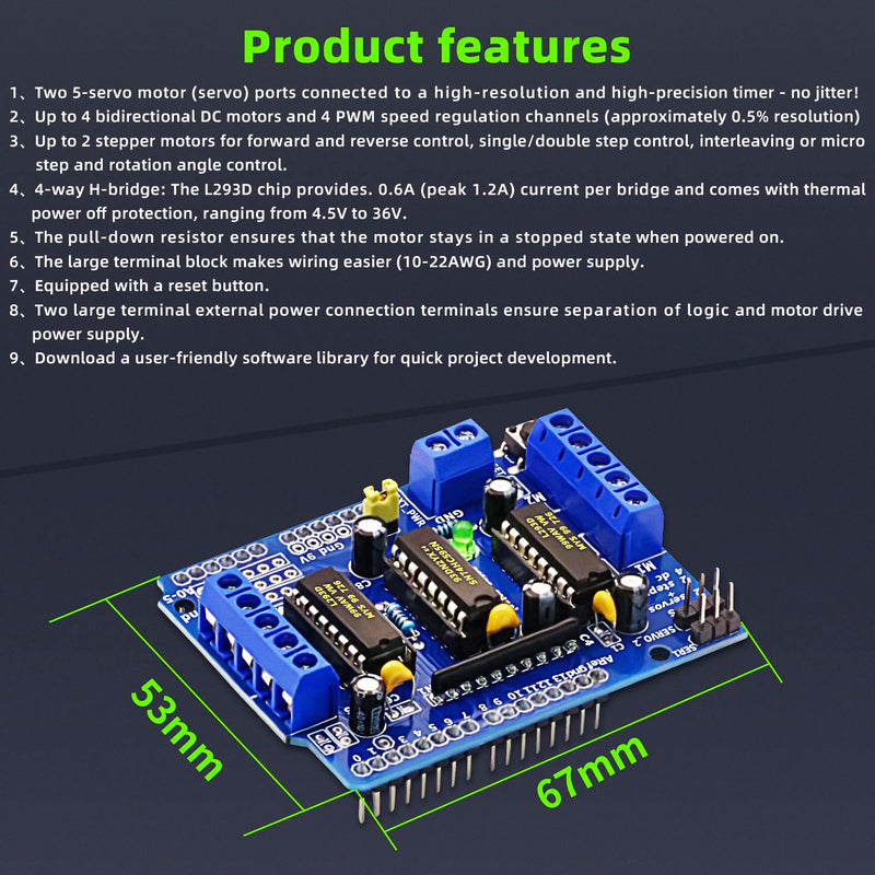 [Australia - AusPower] - 4Pack L293D Stepper Motor? DC Motor Drive Shield Stepper Motor Drive Shield Expansion Board Compatible with Arduino 