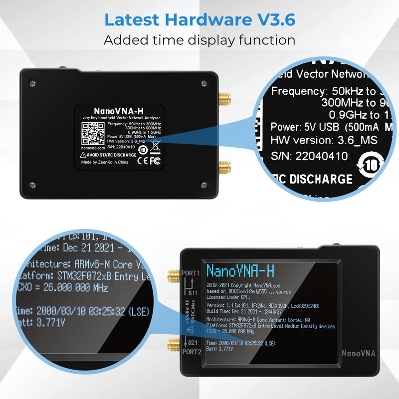 [Australia - AusPower] - AURSINC NanoVNA-H Vector Network Analyzer with 32GB SD Card, HW V3.6 10KHz-1.5GHz HF VHF UHF Antenna Analyzer Ham Radio Measuring S Parameters, Voltage Standing Wave Ratio, Phase, Smith Chart Brown 