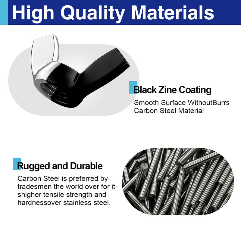 [Australia - AusPower] - 28PCS M6 Metric Wing Nuts kit, Zinc Plating-Black Wing Nuts Butterfly Fasteners, Hand Twist Tighten Ear Butterfly Nut Kitfor Easy Assembly and Secure Fit Furniture 28Pcs M6 