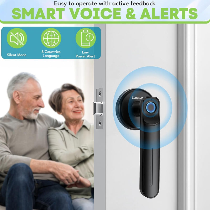 Keyless Entry Door Lock with Fingerprint/Key-Smart Door Lock for Home, Hotel, Office, Apartment-Black black 02