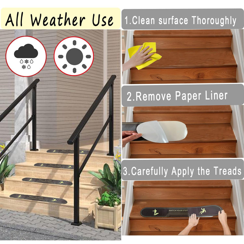 Outdoor Stair Treads Non Slip 6" x 30" (15-Pack) Weather Resistant Exterior Grip Tape, Heavy Duty Traction for Steps, Staircase, Deck, Non Slip Stair Treads - Outdoor Non Skid Tape 6" x 30" Brown 15