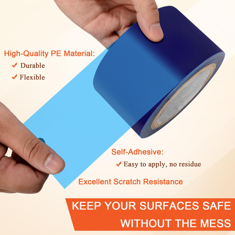 FOVPLUE Self Adhesive Surface Protective Film/Tape – 2.76in x 328ft, Blue Scratch Film Roll Universal for Motorcycle Installations, Painting, Removals, and Transport,Medium-HIGH Adhesion 1 Pack