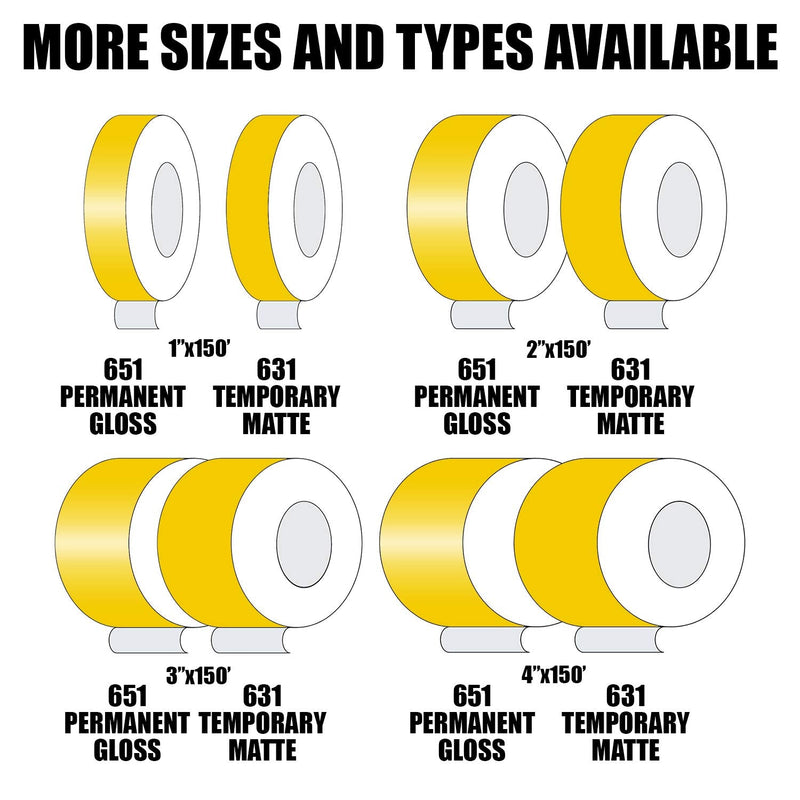 [Australia - AusPower] - LiteMark 2" Yellow Removable Vinyl Marking Tape - High-Visibility Matte Finish, Adhesive for Smooth Surfaces - Ideal for Safety Marking, Floors, Warehouses, Short Events - 150 Feet Roll 2Inch X 150FT 