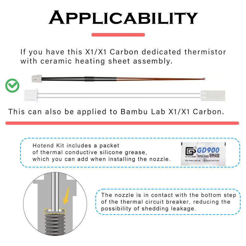 Hotend P1P/P1S Assembly with Standby Nozzles Compatible with Bambu Lab P1P/P1S Series 3D Printers, 5 PCS Hardened Steel Nozzles (0.2, 0.4, 0.6, 0.8,1.0mm) with DIY Tools and A Parts Box... P Serial Hotend Kit