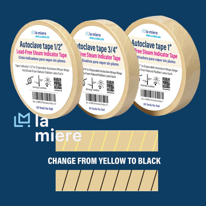[Australia - AusPower] - 60 Yd. 1 Roll of Autoclave Tape 1/2" Indicator Tape Sterilization for Dental Tools, Surgical Instruments & Tattoo Accessories – Heat Tape for Chemical, Dry Heat & Autoclave Sterilizers 1/2" 