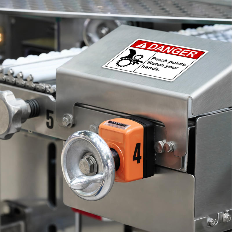 [Australia - AusPower] - 50 Pcs Pinch Points Danger Labels - 5 x 3.5 Inch OSHA Safety Watch Your Hands Vinyl Warning Stickers for Workplace Warehouse, Machine and Equipment 