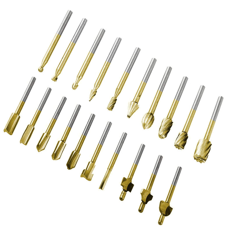 [Australia - AusPower] - 10Pcs HSS Router Carbide Engraving Bits & 10Pcs Router Bit with 1/8"(3mm) Shank Power Rotary Tools for DIY Woodworking, Carving, Sculpting, Engraving, Drilling. 10 pcs Router Bits & 10 pcs Engraving Bits 