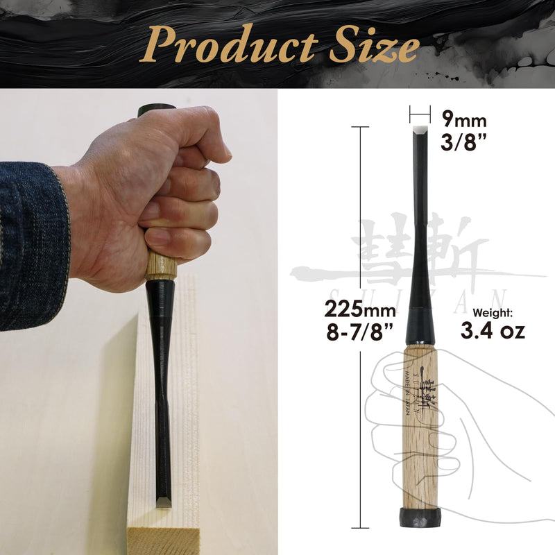 [Australia - AusPower] - SUIZAN Japanese Wood Chisel 3/8 Inch (9mm) Professional Wood Chisels for Woodworking Oire Nomi 3/8 Inch (9mm) 