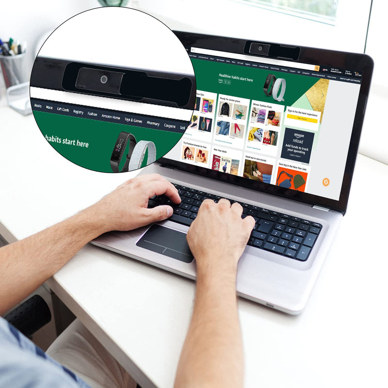 [Australia - AusPower] - Webcam Cover, 3 Pieces, Laptop Camera Cover, Privacy Shielding Capacity is Twice as Big as The Traditional, Suitable for Computer Mobile Phones, laptops, Tablets and so on (Black) black 