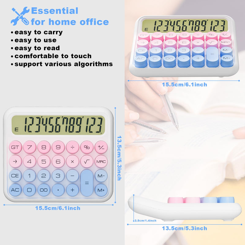 [Australia - AusPower] - Mechanical Calculator 12 Digit Extra Large 5-Inch LCD Display, DECKLIT Battery Desk Calculator, Big Buttons Easy to Press Use as Office Calculators Desktop, 15°Tilt Screen for Kids Calculator(Pink) Pink 