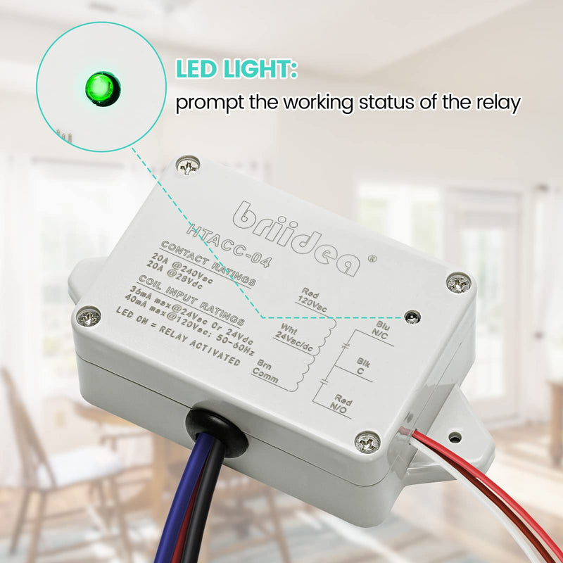 [Australia - AusPower] - Enclosed Power Control Relay, Briidea 20 Amp SPDT Power Relay with 24 VAC/DC/120 VAC Coil, Compatible with HVAC, Temperature Controller Switches 