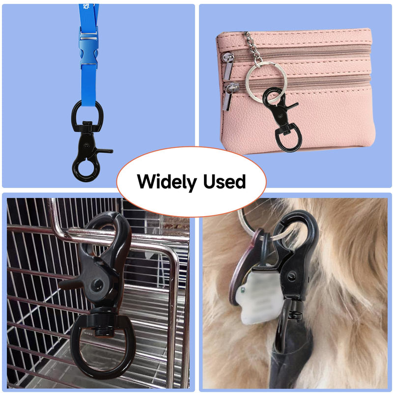 [Australia - AusPower] - Trigger Snap Hooks 2.32'' x 0.82'' Zinc Alloy Black Swivel Snap Hooks Heavy Duty Metal Lanyard Clips Hardware for Purse Bag Bird Cages 10 