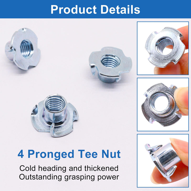 [Australia - AusPower] - M10 T Nuts 80Pcs Threaded Inserts T-Nuts, Zinc-Plated Steel 4 Pronged Tee Nut for Wood, Rock Climbing Holds Cabinetry M10(80Pcs) 
