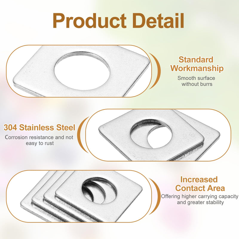 [Australia - AusPower] - PATIKIL M8x25x2mm Square Washers, 24pcs Square Plate Washers Square Strut Washer Bearing Plate 304 Stainless Steel Flat Pad Spacer Hardware Fastener Nut Bolt Gasket M8x25x2 1 