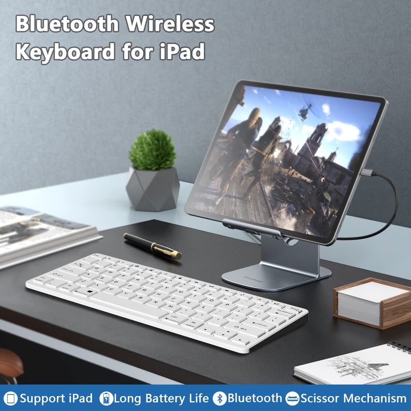 [Australia - AusPower] - TaIYanG Bluetooth Keyboard for iPad Wireless Keyboard Compatible iPad 10th/iPad 10.2(9th/8th/7th Generation),iPad Air 5th/4th, iPad Pro 11/12.9, iPad 9.7, iPad Mini and All Bluetooth Devices (White) White 