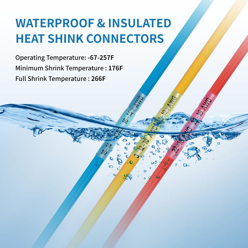 Heat Shrink Butt Connectors - 500Pcs 16-14 AWG Blue Waterproof Electrical Wire Connectors Automotive Marine Grade Wire Crimp Terminals Butt Splices for Cable,Boat,Home Electrical etc. [16-14 AWG] x 500