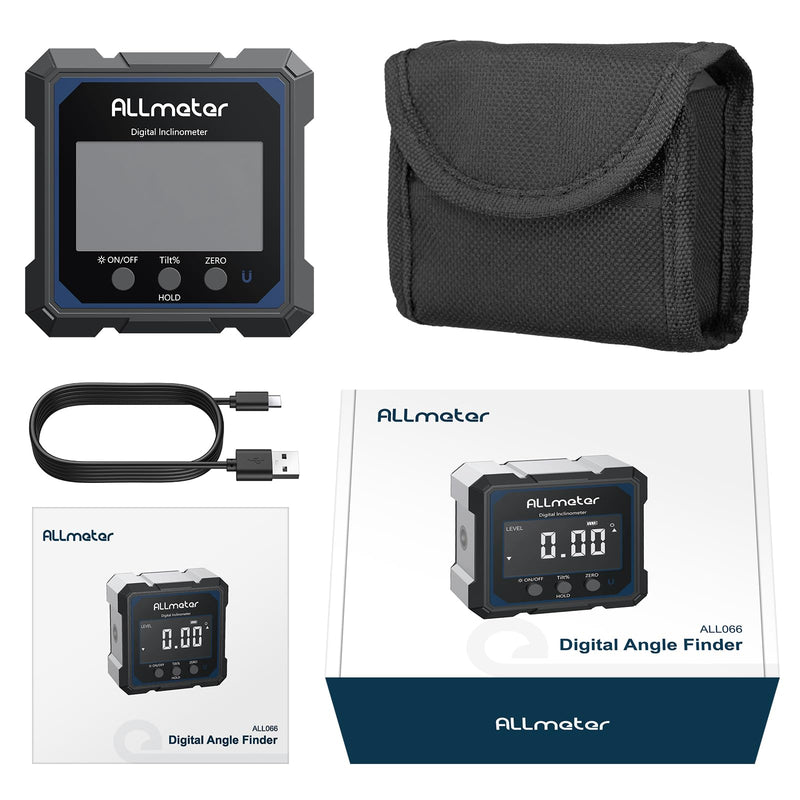[Australia - AusPower] - USB Rechargeable Digital Angle Finder with Laser – 4-Side Magnetic Inclinometer,0.05° Resolution,IP54 Digital Level with Backlit Display,Protractor Gauge Tool for Woodworking,Construction DIY 