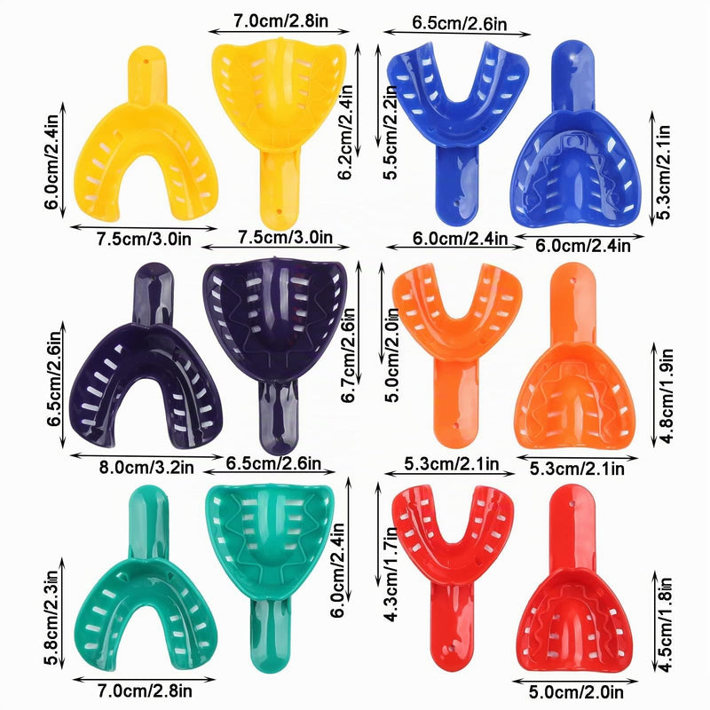 Dental Impression Tray, Plastic Perforated Trays | Pack of 12 Plastic Teeth Imprint Trays for Whitening Splints for Adults and Children