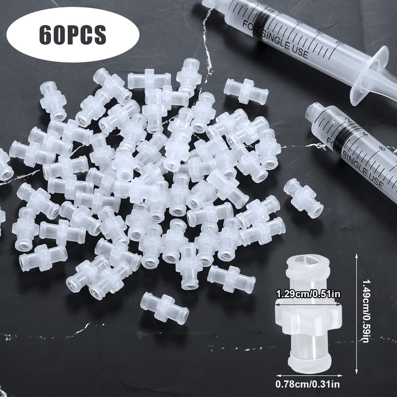 [Australia - AusPower] - 60pcs Syringe Adapter, Female Luer Lock Syringe Luer Lock Connector to Syringe Coupler Adapter Luer Lock Connector Kit 