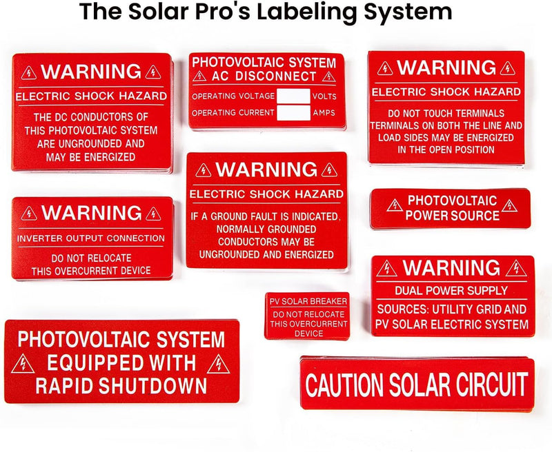 30X PV Solar System Label Pack - Ensure Safety and Compliance PV Stickers- PHOTOVOLTAIC System Equipped with Rapid Shutdown(6"x2")