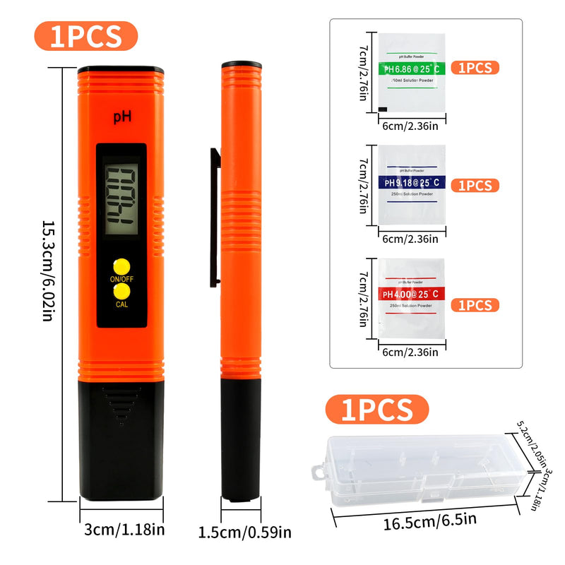 pH Meter Digital PH Value Meter PH Water Quality Tester Portable 0.00-14.00 pH Tester with LCD Display, High Accuracy ±0.01, Automatic Calibration, Ideal for Drinking Water, Pools, Aqua