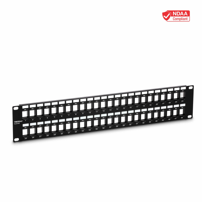 [Australia - AusPower] - TRENDnet 48-Port Blank Keystone 2U HD Patch Panel, TC-KP48, 2U 19” Metal Rackmount Housing, HD Keystone Network Patch Panel, Recommended w/TC-K25C6 & TC-K50C6 Cat6 Keystone Jacks (Sold Separately) 