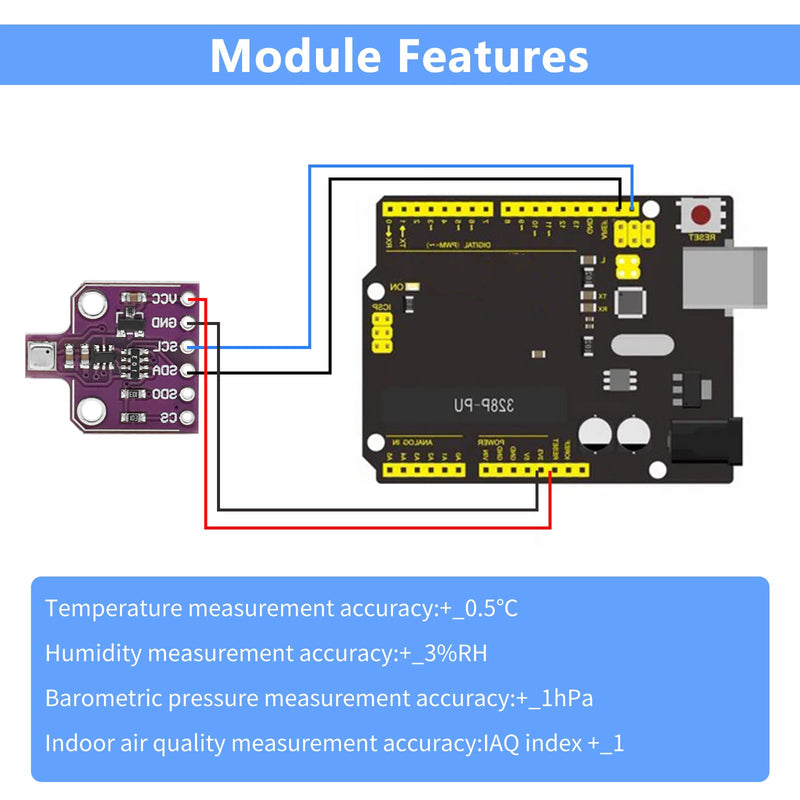 [Australia - AusPower] - Development Board, APKLVSR CJMCU-680 Pressure Sensor for Temperature, Humidity Sensor 1.7 ~ 3.6 V I2C Interface, for Detection of Air Quality 