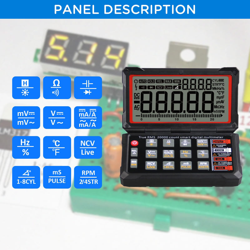 [Australia - AusPower] - FROGBRO TRMS 20000 Counting Digital Voltmeter with NCV Function, Auto Multimeter Tester, Measurement of Voltage, Current, Resistance, Diode, Temperature, Car Dwell Angle, Engine Speed, Pulse Width 