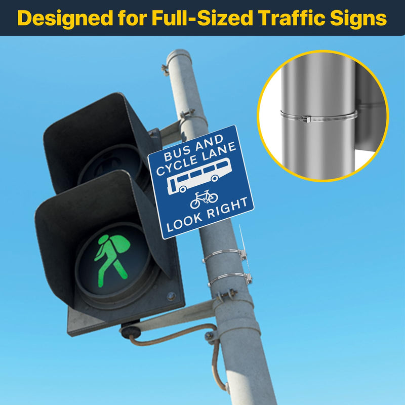 [Australia - AusPower] - Sign Mounting Brackets for Larger Poles, Adjustable Street Sign Mounting Hardware with Pole Clamps. Pole Mounting Kit for Water Heater Expansion Tank,Security Camera,Solar Ligh (1 Set) 1 Set 