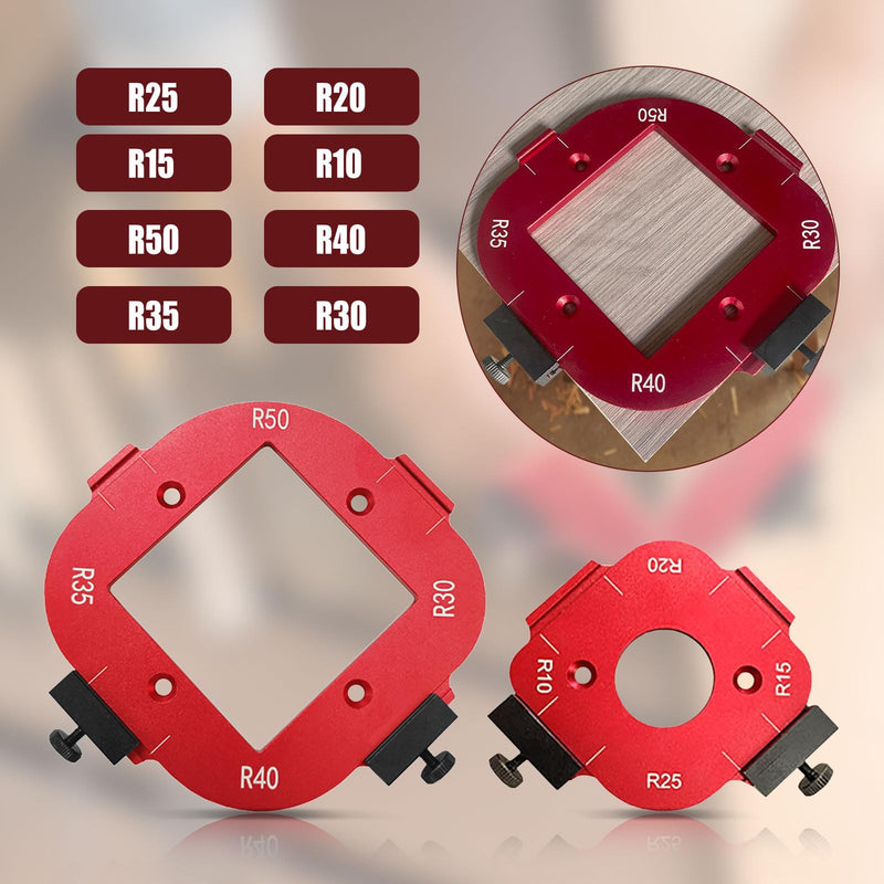 [Australia - AusPower] - Pack of 2 Radius Jig Router Stencils Corner, 4 in 1 Radius Quick Device for Woodworking R10 R15 R20 R25 R30 R35 R40 R50 Radius Routing Templates for Woodworking DIY Pack of 2 