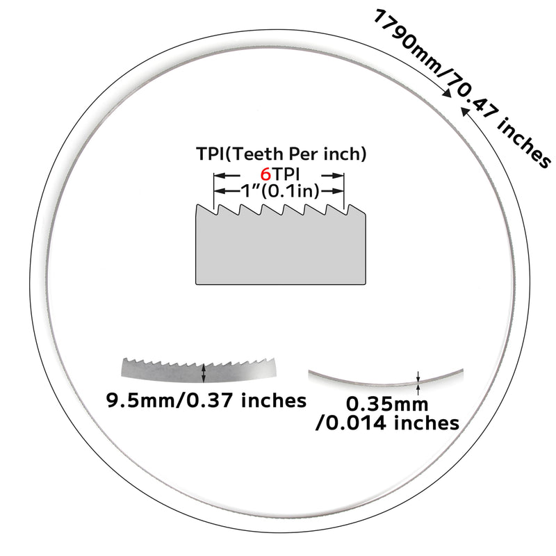 [Australia - AusPower] - Tunejoy Band Saw Blade 1790 x 9.5 x 0.35 mm 6ZPZ Saw Band for Wood Band Saw Blade Hardwood Firewood Plywood Plastic Pack of 2 1790x9.5x0.35-6T 