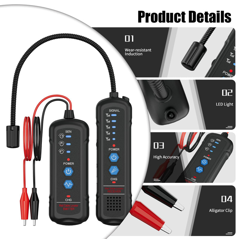 [Australia - AusPower] - U650 Underground Wire Tracer, Rechargeable Underground Cable Locator for Locating Breakage Cables and Pet Fence Wires Tracer with Earphone U650 