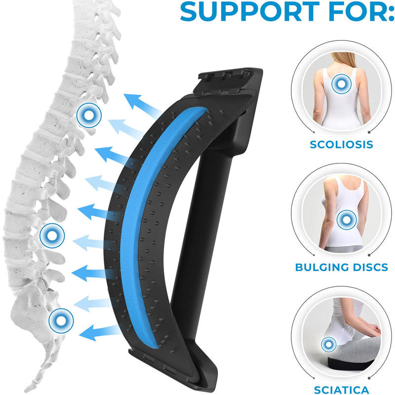 [Australia - AusPower] - Everlasting Comfort Back Stretcher for Lower Back Pain Relief - Adjustable Spine Decompressor, Lumbar Support, Back Pain Relief Products, with 88 Acupressure Nodes and Memory Foam Pad - Back Cracker 