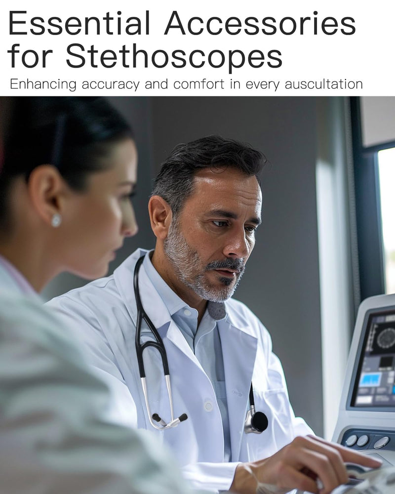 [Australia - AusPower] - Stethoscope Replacement Accessories Set for EKO CORE 500™ Digital Stethoscope, Silicone Stethoscope Chestpiece Cover and Eartips Replacement Parts for Enhanced Comfort (Black) Black 