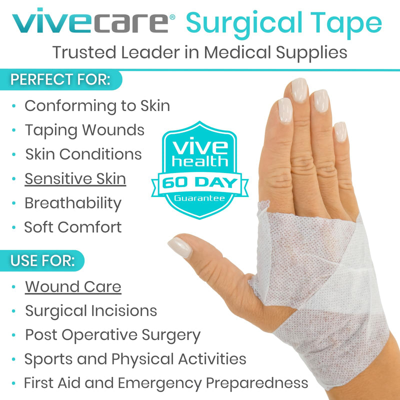 [Australia - AusPower] - ViveCare Soft Cloth Surgical Tape 2" x 10 Yards (3 Rolls) - Hypoallergenic Medical Paper Tape for Wound Care - First Aid Kit Supplies for Wound Dressing - Latex-Free Breathable Tape Gauze 2 In 