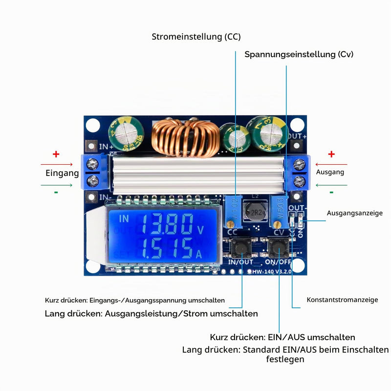 Binghe DC Step-Down Voltage Regulator with LCD Digital Display 5.5-30V to 0.5-30V - 2 Pieces Buck Boost Converter Compatible with Arduino
