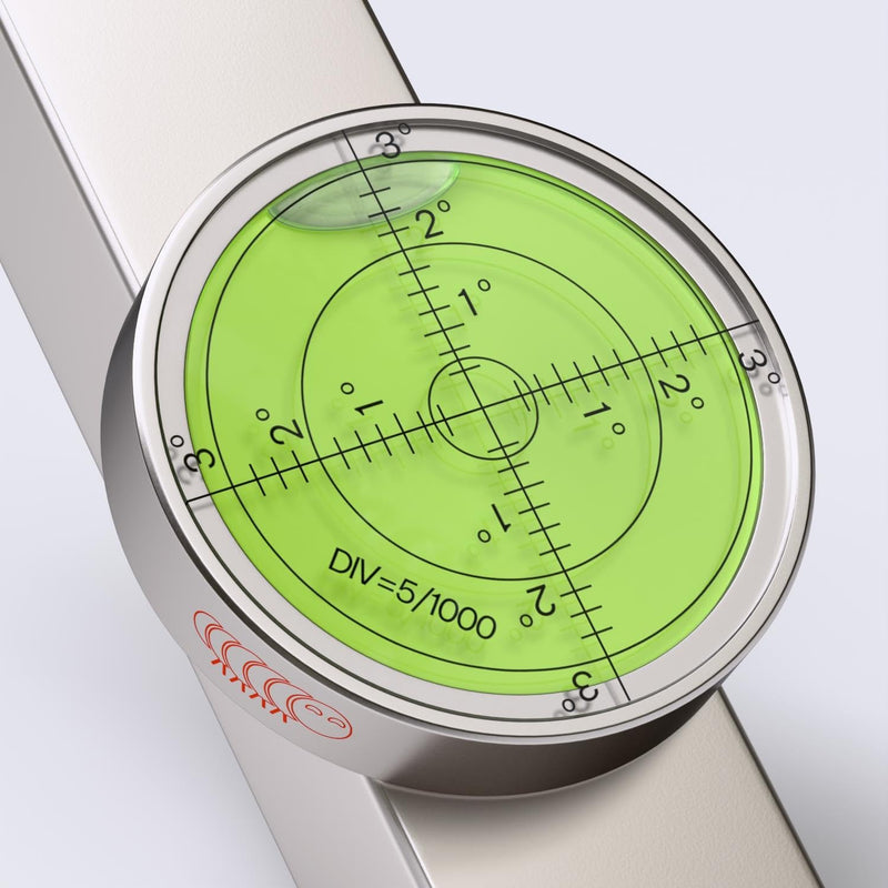 [Australia - AusPower] - Magnetic Metal Large Spirit Bubble Level 60mm Diameter, (2 23/64 in), Surface Level - Metal Housing, Bulls Eye, Green/Silver 