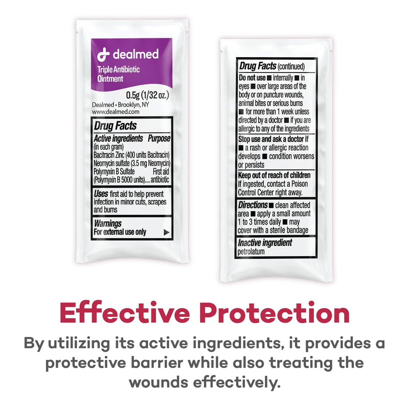 [Australia - AusPower] - Dealmed Triple Antibiotic Ointment – Made in The USA, Single-Use Packets for Instant Relief from Cuts, Scrapes and Burns, 144 Packets/Box (.5g) - Pack of 1 Triple Antibiotic Box 