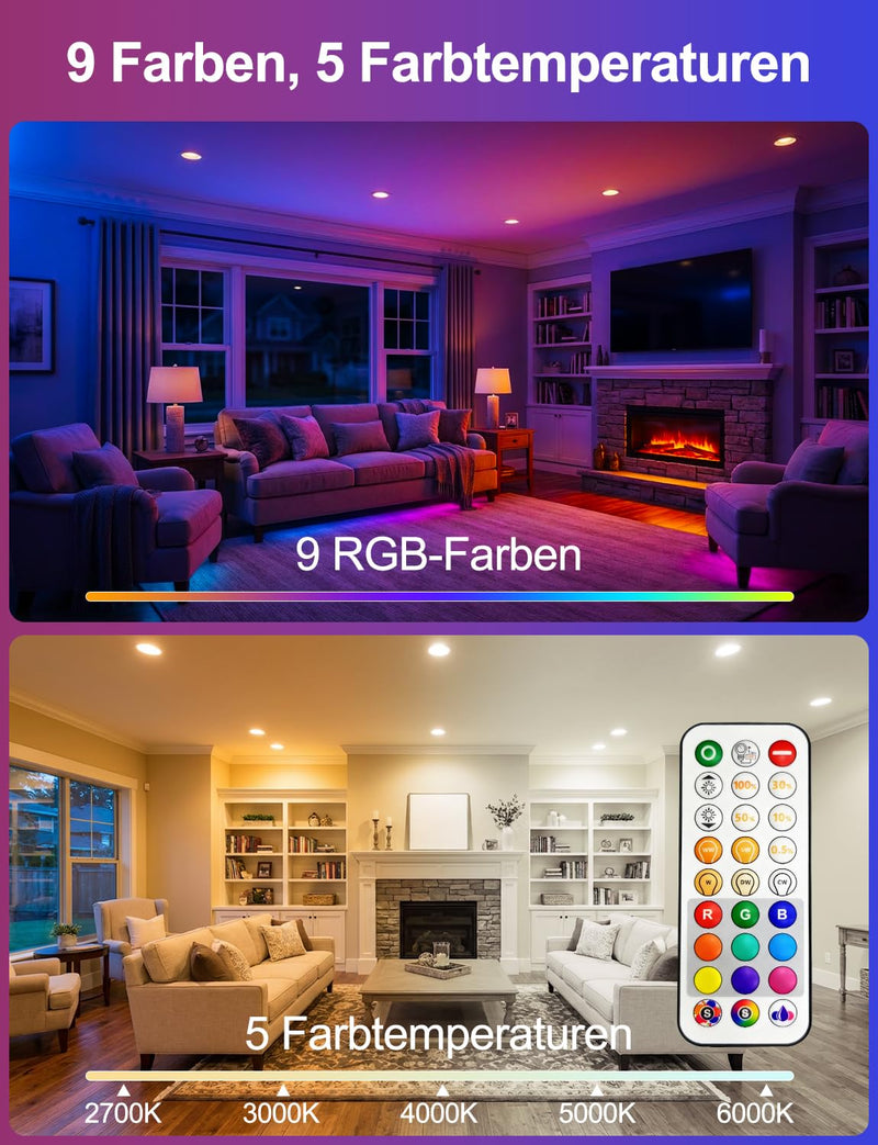 iLC Recessed Ceiling Downlight RGBW 2700 K. Warm White 2700k + Rgb