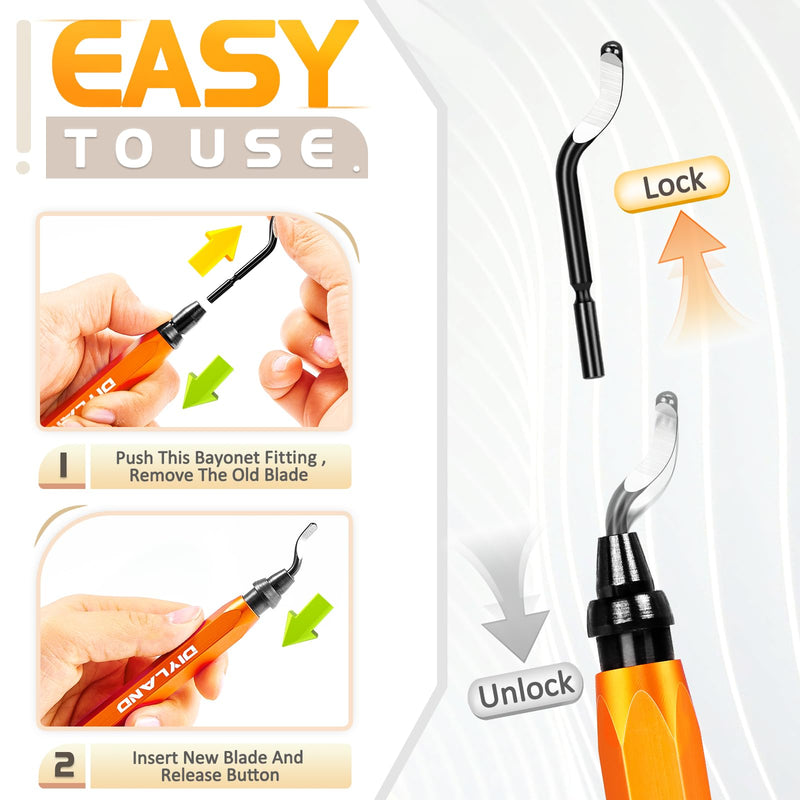[Australia - AusPower] - DIYLAND Deburring Tool with 10 BS1010 Blades, Metal Handle, Hand Deburrer, 360° Rotating, for Plastic, 3D Printing, Metal, Aluminium, PVC, Steel 