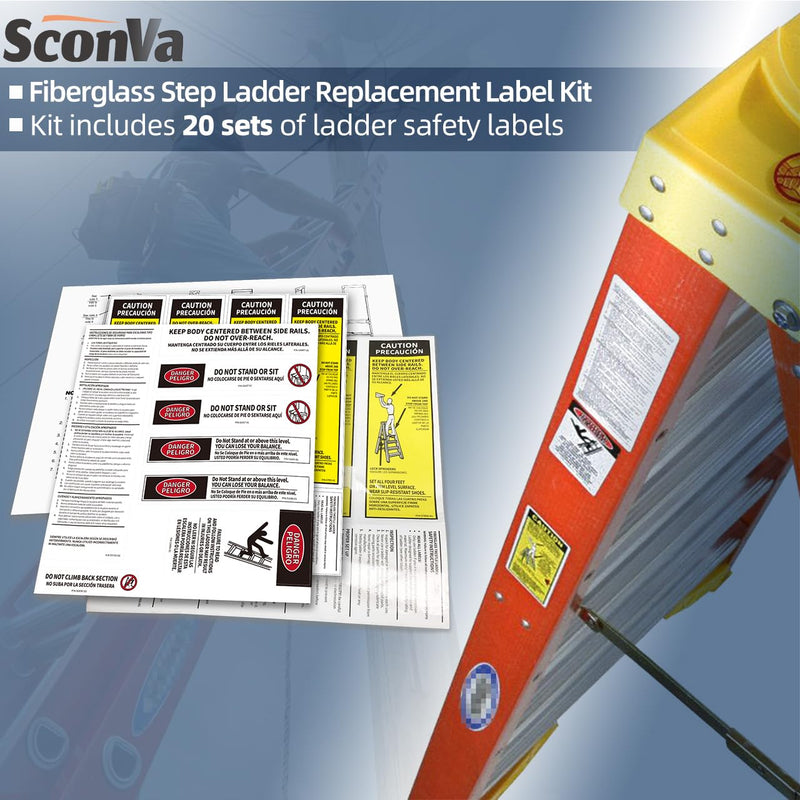 20 Set Fiberglass Step Ladder Label Kits Compatible with Werner Extension Ladder Safety Inspection Stickers Replacement Parts
